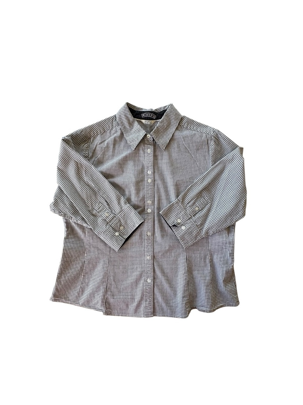 Riders Instantly Slims You, White and Black Gingham Button Up Women's Blouse XL - Picture 3 of 7